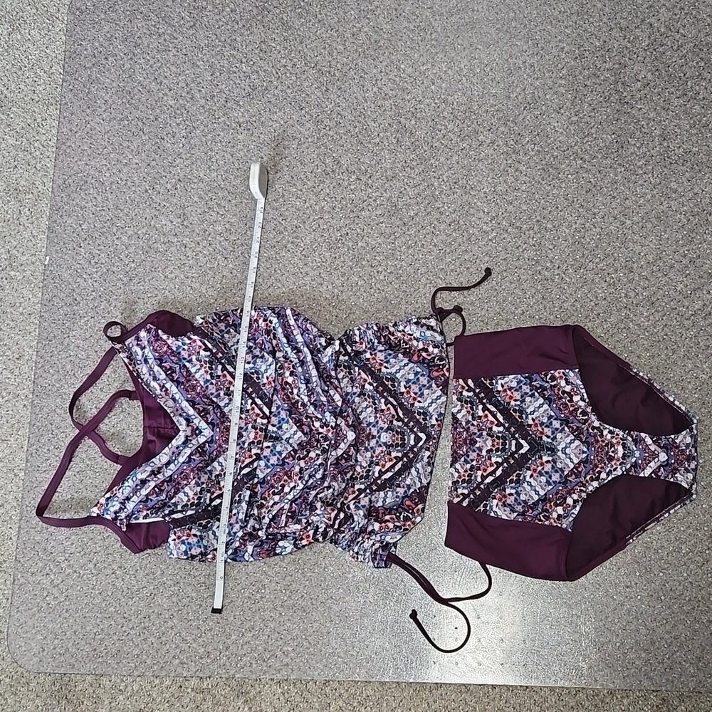 Athleta Two Piece Rouched Tankini Set